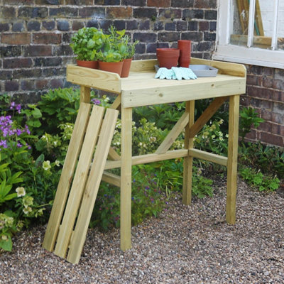 Zest Wooden Potting Bench Garden Work Table Multi Purpose Table - 7