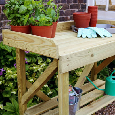 Zest Wooden Potting Bench Garden Work Table Multi Purpose Table - 8