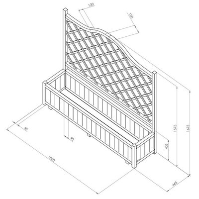 Zest York Wooden Rectangular Garden Planter & Lattice Trellis - 4