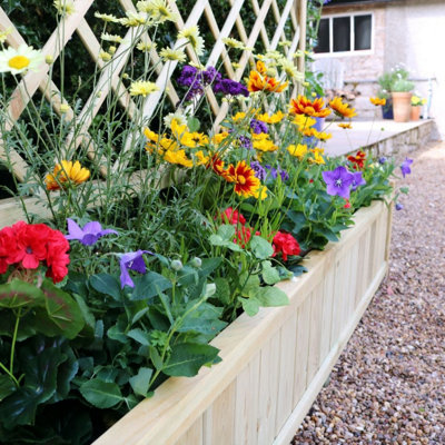 Zest York Wooden Rectangular Garden Planter & Lattice Trellis - 6