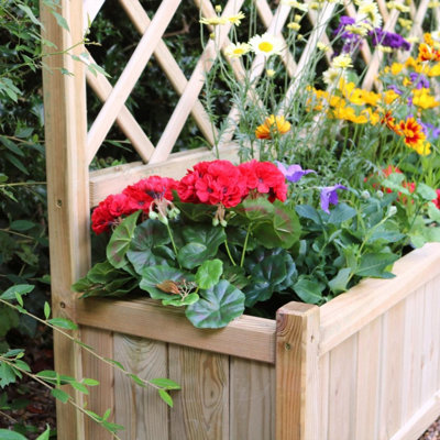 Zest York Wooden Rectangular Garden Planter & Lattice Trellis - 7
