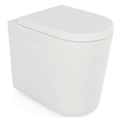 Zeus White Ceramic Rimless Design Back to Wall Toilet with Soft Closing Toilet Seat