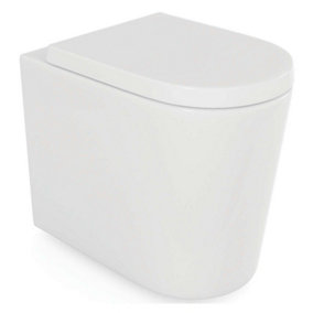 Zeus White Ceramic Rimless Design Back to Wall Toilet with Soft Closing Toilet Seat