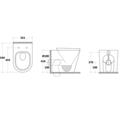 Zeus White Ceramic Rimless Design Back to Wall Toilet with Soft Closing Toilet Seat