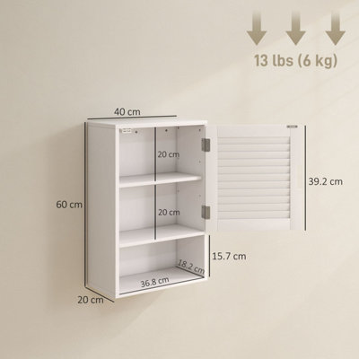 Zidi Role Wall-Mounted Bathroom Cabinet 40 x 20 x 60 cm White with ...
