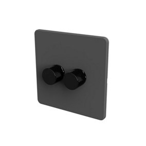 Zigbee 2-WAY LED DIMMER SWITCH - Grey/Black 2-Gang Dimmer Switch