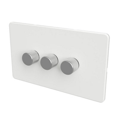 Zigbee 2-WAY LED DIMMER SWITCH - White/Silver 3-Gang Dimmer Switch