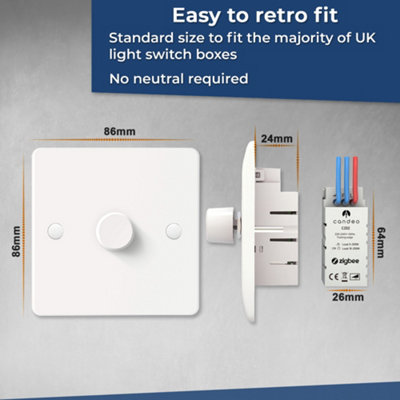 Zigbee - Smart Dimmer Switch  (No Neutral Required)