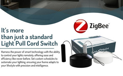 Zigbee Smart pull cord dimmer switch - Black/Black Pull