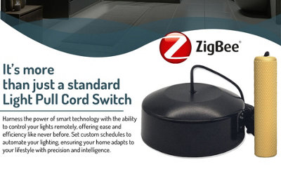 Zigbee Smart pull cord dimmer switch - Black/Gold Pull