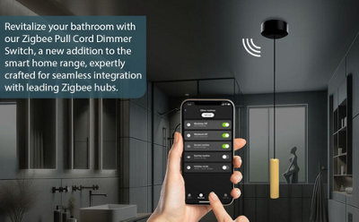 Zigbee Smart pull cord dimmer switch - Black/Gold Pull - 5