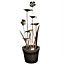 Zinc Flower & Pot Modern Solar Water Feature - Solar Powered  - Metal - L24 x W35 x H80 cm