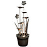 Zinc Flower & Pot Modern Water Feature - Mains Powered - Metal - L24 x W35 x H80 cm