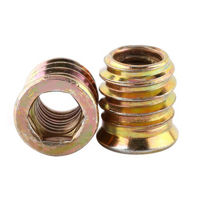 Zinc-Plated Carbon Steel M8x15mm Wood Threaded Insert Nuts for Furniture
