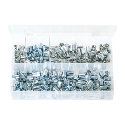 Zinc Plated Steel Threaded Inserts Half Hex Pieces Assorted Sizes Box ...