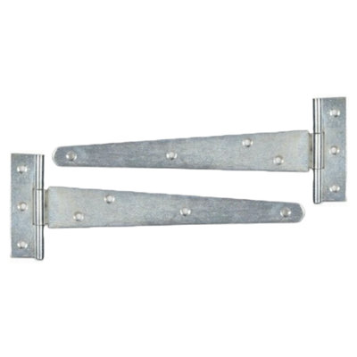 Zinc Plated Tee Hinge Steel Pair 12" 300mm Medium Duty T Hinge, Pack of 2