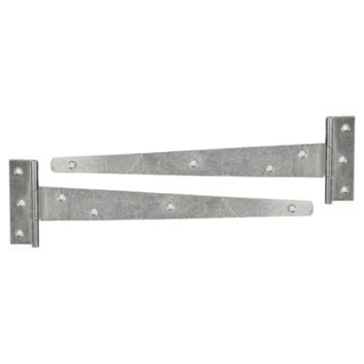 Zinc Plated Tee Hinge Steel Pair 14" 350mm Medium Duty T Hinge, Pack of 2