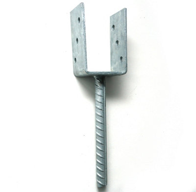 Zinc Plated U Type Post Fence Foot Anchors - Size 71 x 60 x 120 x 5mm ...