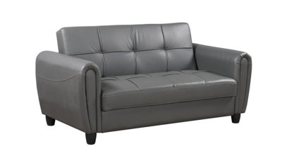 Zinc PU Leather 2STR Sofa Bed with Hidden Storage, Grey