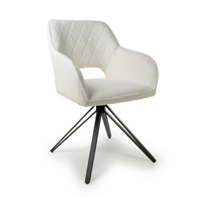 Zincosn Swivel Boucle White Dining Chair