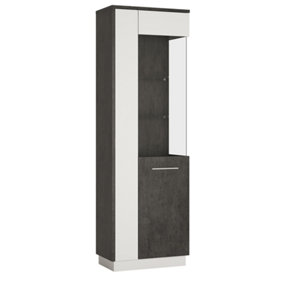 Zingaro Tall Glazed display cabinet (RH) in Grey and White