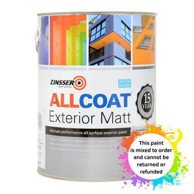 Zinsser Allcoat Exterior Matt Water Based Mixed Colour Ral 9004 5L