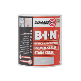 Zinsser BIN Primer Sealer Stain Killer Paint Grey 1 Litre