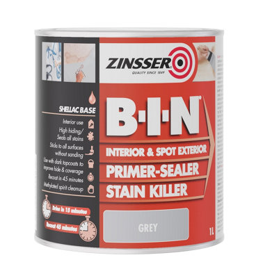 Zinsser BIN Primer Sealer - Stain Killer Paint - Grey - 1L