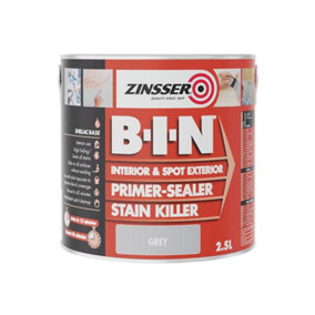 Zinsser BIN Primer Sealer - Stain Killer Paint - Grey - 2.5L