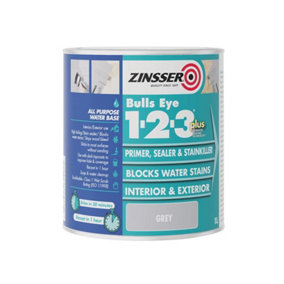 Zinsser Bulls Eye 1-2-3 Plus Primer Sealer and Stain killer Paint Grey 1 Litre