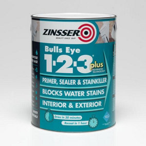 Zinsser Bulls Eye 1-2-3 Plus Primer Sealer and Stain killer Paint White 5 Litre