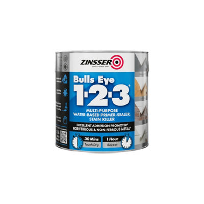 Zinsser Bulls Eye 1-2-3 - Primer-sealer - Stain Killer - 2.5 Litre - Grey