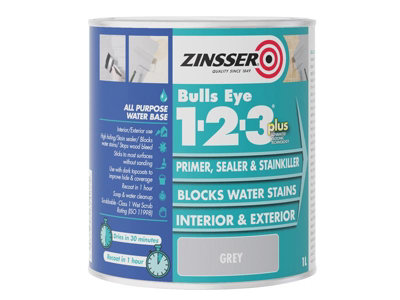 Zinsser Bulls Eye 123 Plus Primer Grey 1L