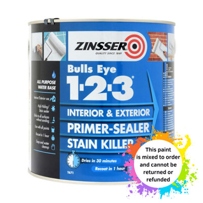 Zinsser Bulls Eye 123 Primer Mixed Colour Ral 4009 2.5L