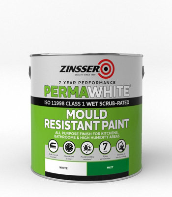 Zinsser White Matt Anti-mould paint, 2.5L | DIY at B&Q