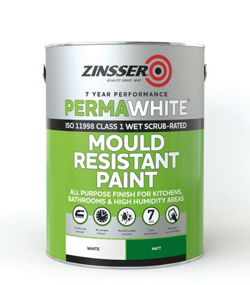 Zinsser Perma White Interior Paint Matt 5 Litres DIY at B&Q