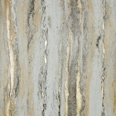 Zion Metallic Wallpaper In Grey And Gold