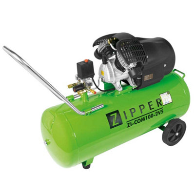 Zipper COM100-2V5 100L V-Twin Air Compressor Tyre Inflator + other tools - 8 Bar