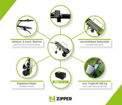 Zipper ET260 Powered Electric Trolley 260kg Battery Sack Truck - 350w 40V Li-ion - 4