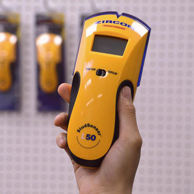 ZIRCON STUDSENSOR™ L50 - The StudSensor™ L50 stud finder locates the edges of wood and metal studs and joists behind walls