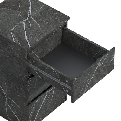 ZITA Matt Grey Marble Effect 3 Drawer Bedside Table (H) 68cm (W) 38cm (D) 40cm