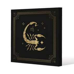Zodiac scorpio horoscope in black & gold (canvas) / 101 x 101 x 4cm