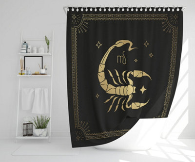 Zodiac scorpio horoscope in black & gold (shower curtain) / Default Title