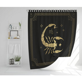 Zodiac scorpio horoscope in black & gold (shower curtain) / Default Title