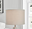 ZOE Grey Conical Table Lamp with Silver Chrome Base And Grey Fabric Light Shade Including A Rated Energy Efficient LED Bulb