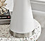 ZOE White Conical Table Lamp with Gold Chrome Base And White Fabric Light Shade Including A Rated Energy Efficient LED Bulb