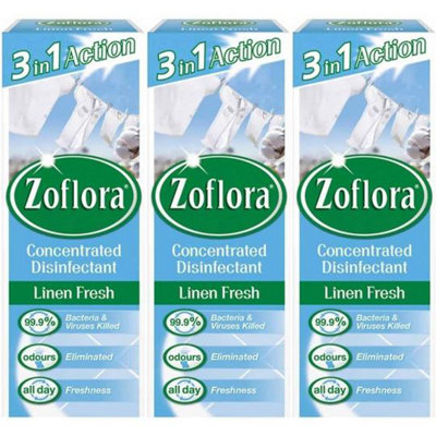 Zoflora Antibacterial Disinfectant 120ml - Linen Fresh (Pack of 3)