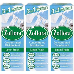 Zoflora Antibacterial Disinfectant 120ml - Linen Fresh (Pack of 3)