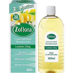 Zoflora Concentrated Antibacterial Disinfectant, 3 in 1 Lemon Zing 500ml