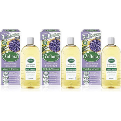 Zoflora Concentrated Disinfectant Violet and Mimosa 500ml (Pack of 3)